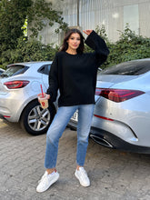 Oversize Salaş Yumuşak Dokulu Şardonlu Triko Kazak 2623 - Siyah